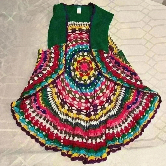 Unban Mango Mandala knitted hippy festival vibe vest size Medium multi color - Picture 8 of 9